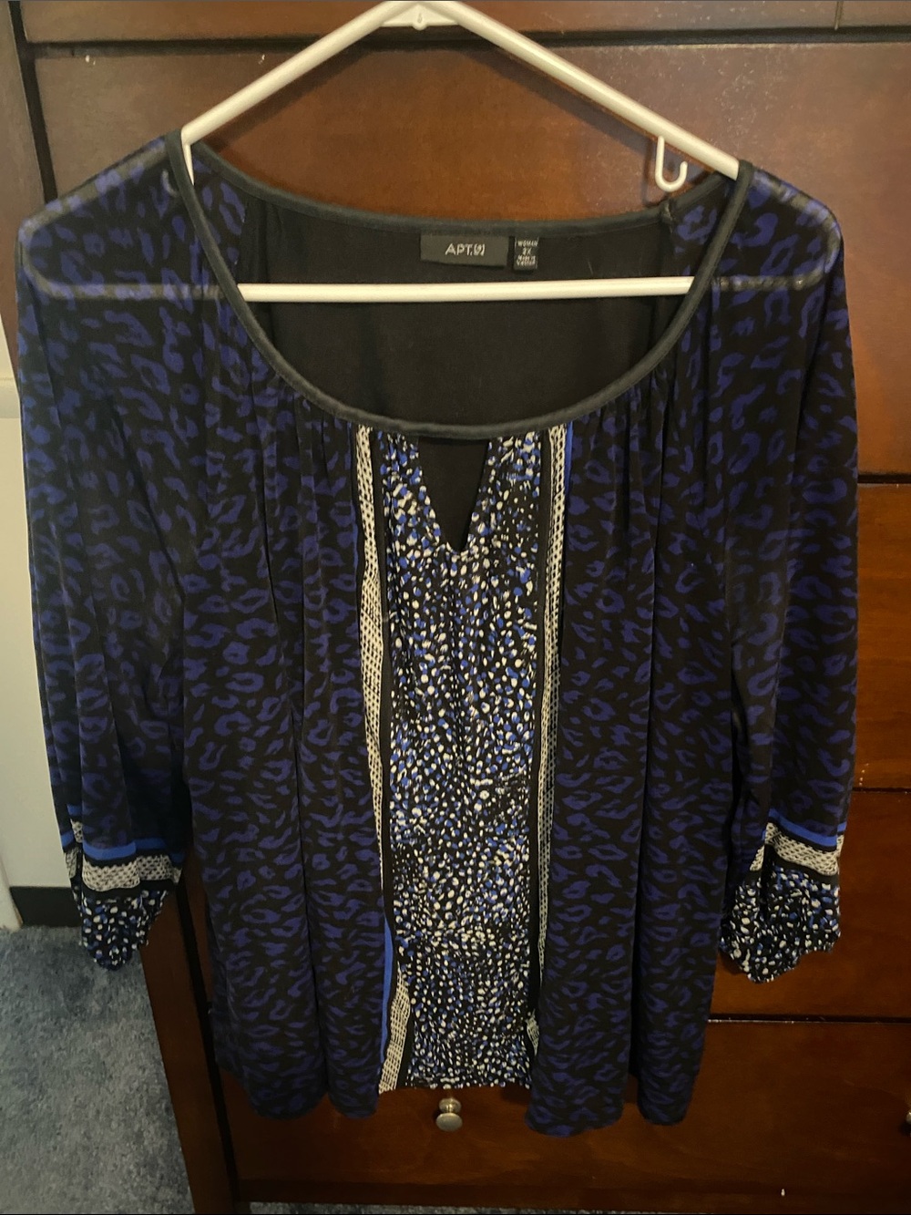 Apt. 9 Blue and Black Mixed-Print Tunic
